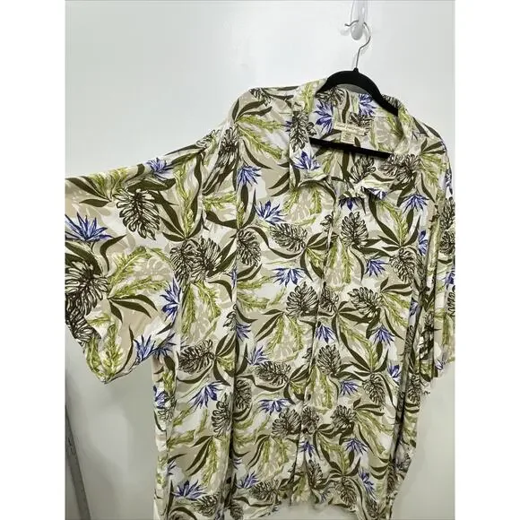 Island Passport Hawaiian Camp Shirt 4XL Rayon Tribal Aloha Floral Island Men - Picture 4 of 9